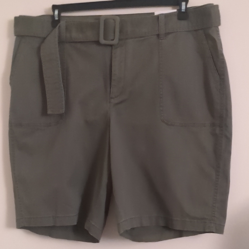 Lane Bryant Green Bermuda Shorts with Belt